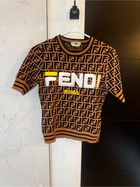 AUTHENTIC Fendi Roma Monogram Knit Tee - limited edition